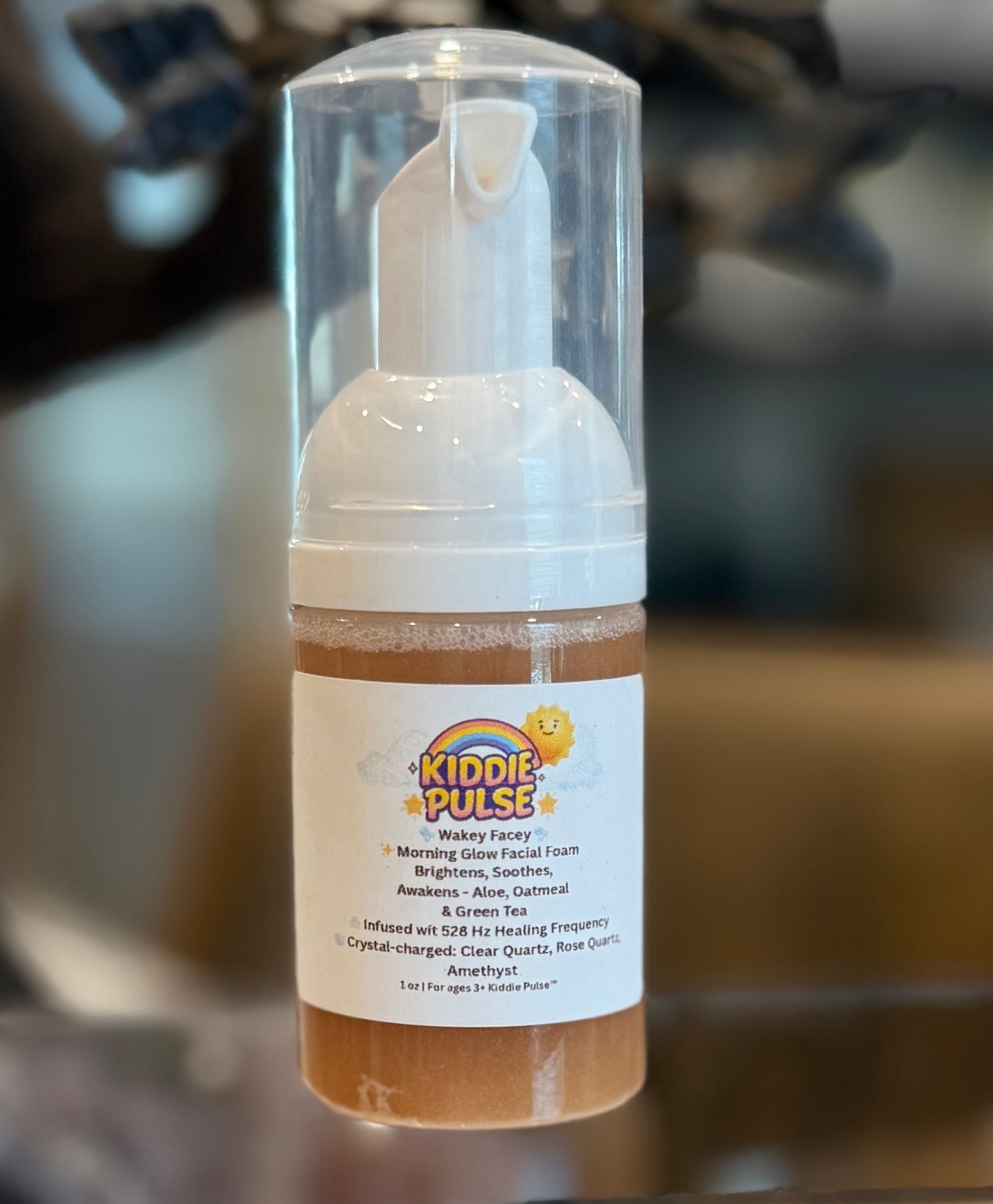 Kiddie Pulse™ – Wakey Facey Morning Glow Facial Foam (528 Hz Crystal-Charged)