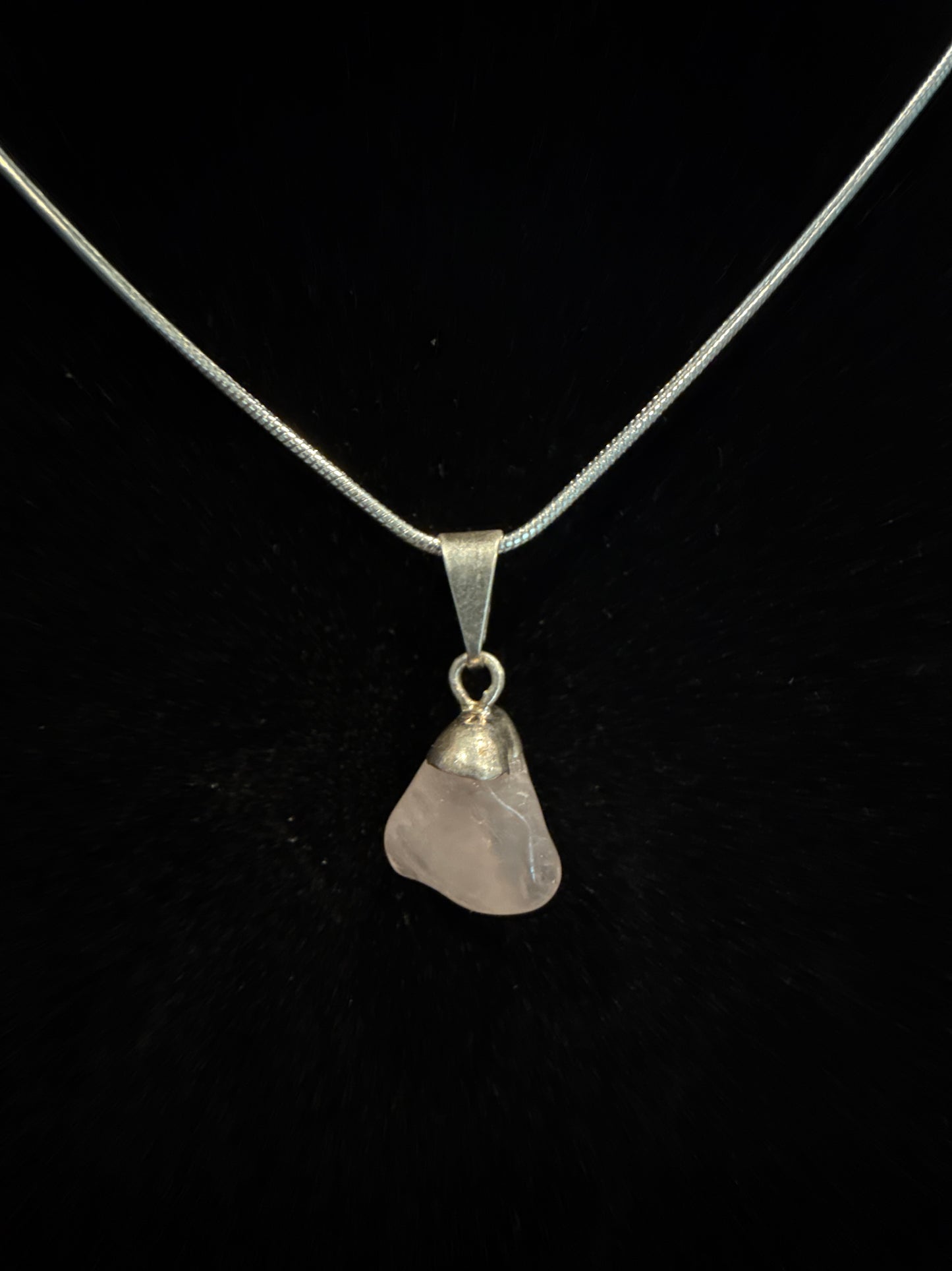 Raw Rose Quartz Pendant Necklace (Charged by Lionsgate & Full Moon)
