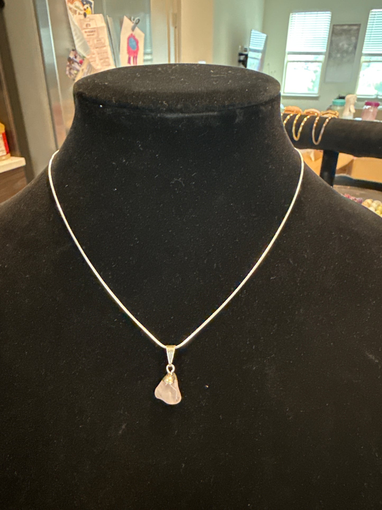 Raw Rose Quartz Pendant Necklace (Charged by Lionsgate & Full Moon)