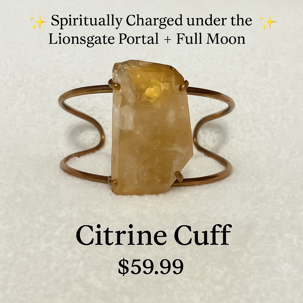 Large Raw Citrine Chunk Cuff Bracelet