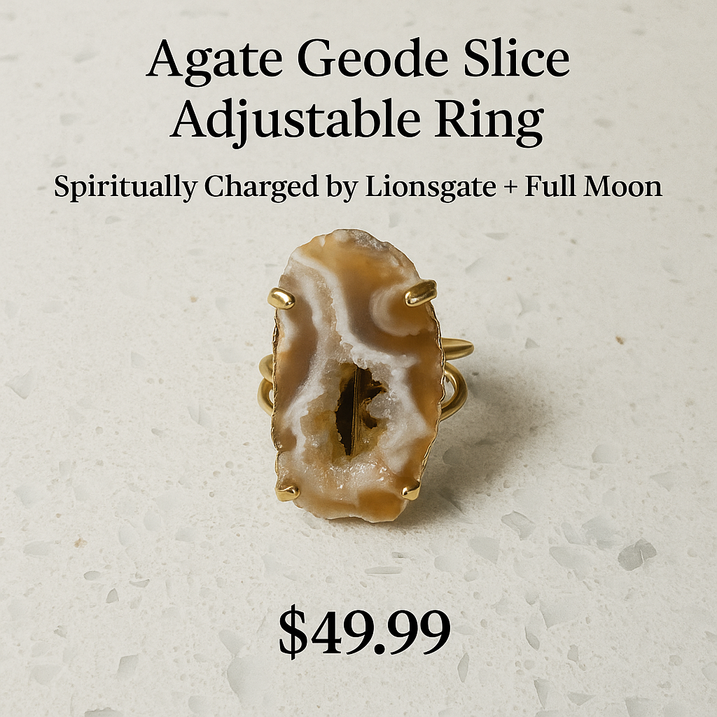 Agate Geode Slice Adjustable Ring
