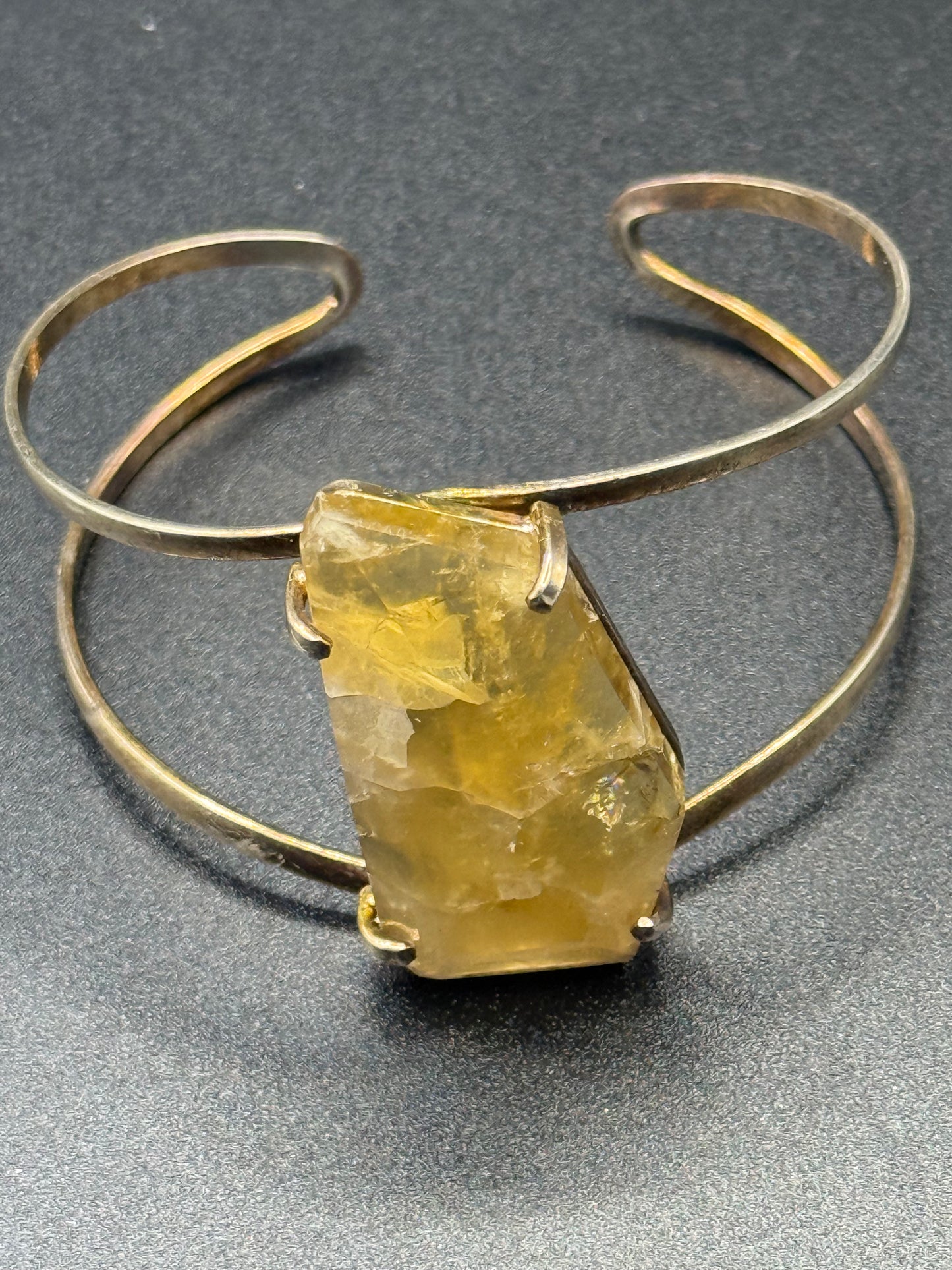 Large Raw Citrine Chunk Cuff Bracelet