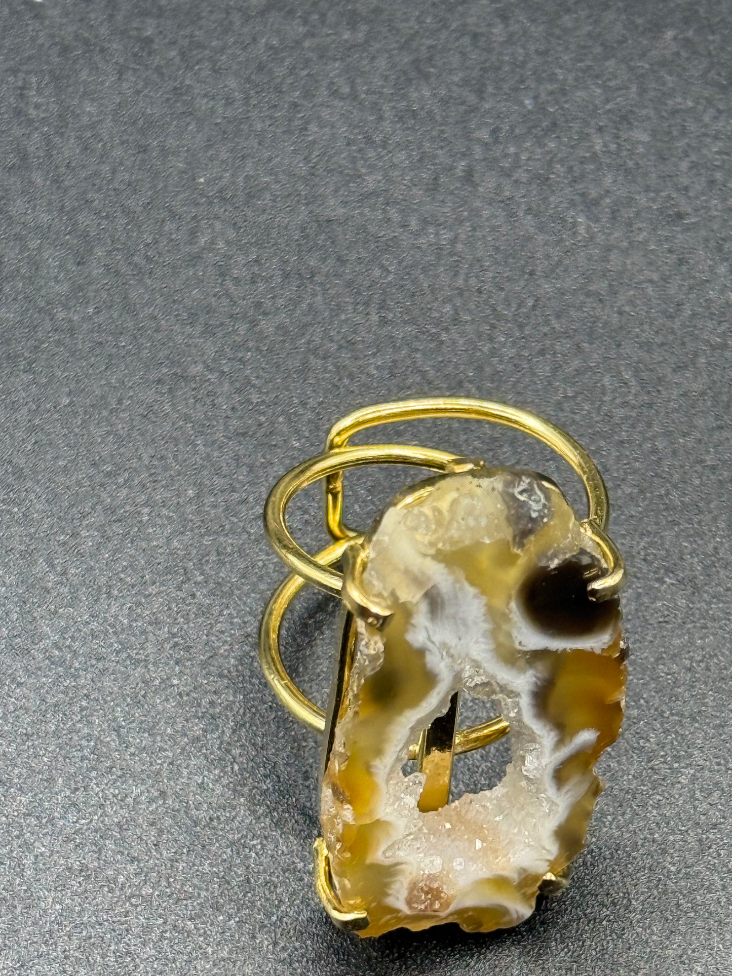 Agate Geode Slice Adjustable Ring