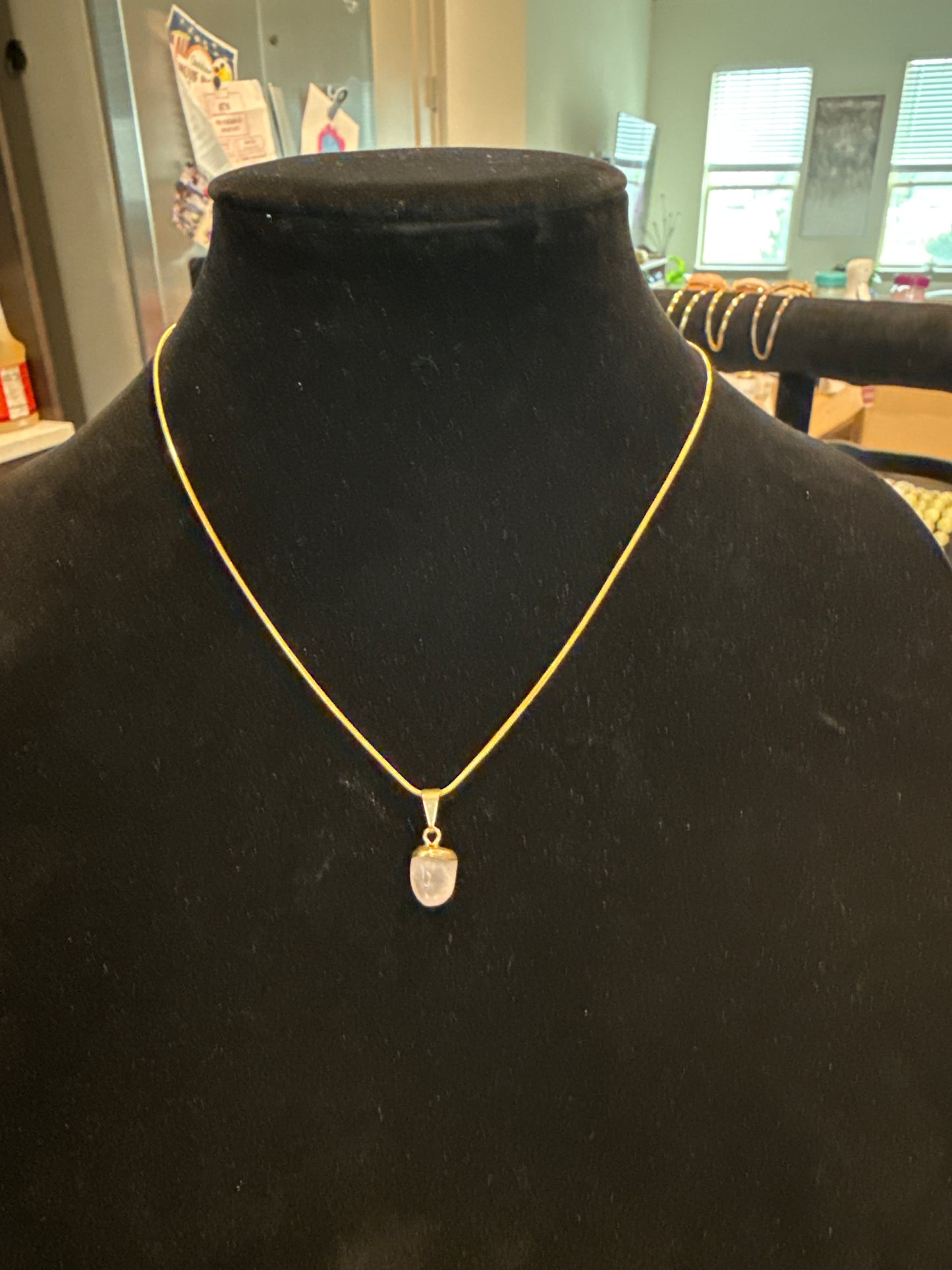 Raw Rose Quartz Pendant Necklace (Charged by Lionsgate + Full Moon