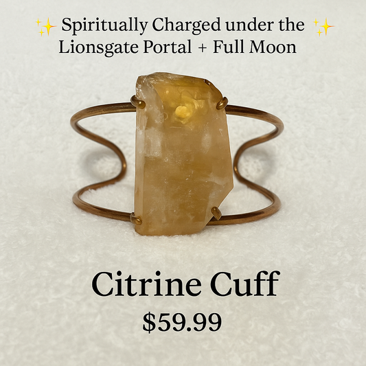 Large Raw Citrine Chunk Cuff Bracelet