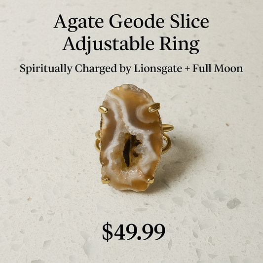 Agate Geode Slice Adjustable Ring